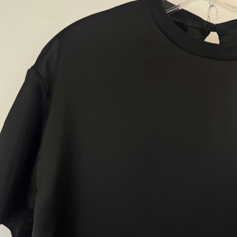 Zara Women Black Satin Finish Short Sleeve Back Cutout Top 3158/331 Size XS NEW - Picture 6 of 13